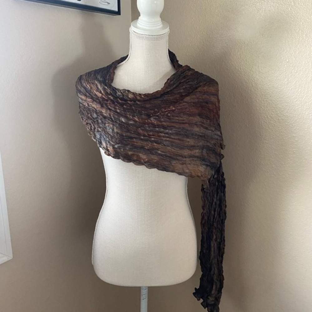 Semi sheer brown hued watercolor scarf